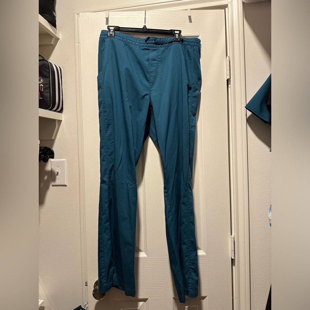 Caribbean blue. Healing hands. Large scrub pants